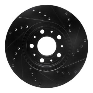 Volvo C70 Brake Rotor (1) - Front Left - R1 Concepts - Drilled & Slotted - Black - `95-`04